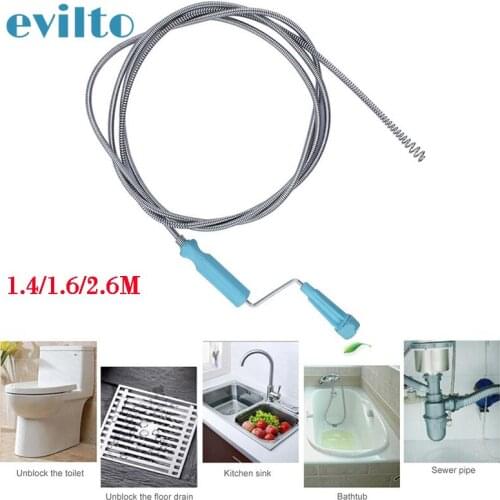 1.4/1.6/2.6m Drain Snake Spring Pipe Dredging Tool Metal Auger Flexible Spring Sink Dredge Drain Snake Clog Hair Grime Remover