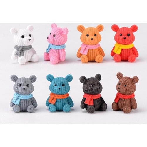 1 Pcs Colorful Cute Mini Plastic Dolls Bears Home Decor Decoration Accessories Modern Christmas Halloween Miniature Fairy Garden