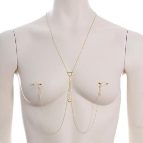 1pc Sexy Nipple Piercing Ring Chain Jewelry Clip For Women Gold And Silver Color Sun Tassel Body Nipple Chains Piercing