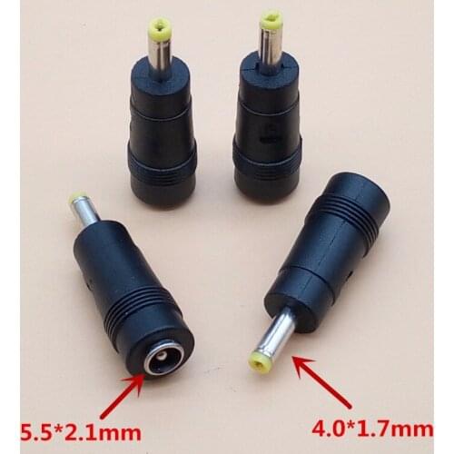 2pcs/lot DC Plug 5.5 x 2.1mm Female to 4.0x1.7 mm Male DC Power Connector Adapter Laptop