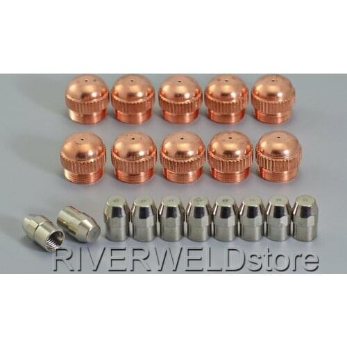 20pcs/Pack PT-17A Plasma Cutter Cutting Torch Consumables KIT Plasma TIPS Electrodes 19918+19915 Tips Nozzles 40Amp