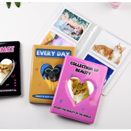 4 Inch Heart 64 Pockets Photo Album Interstitial Case Mini Instant Picture Storage Book Kids Family Wedding Memory Gift