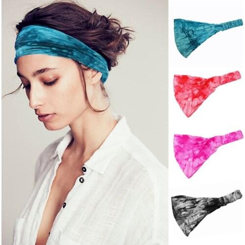 1pcs BOHO Tie Dye Cotton Headbands Bandana Turban Head Wrap Elastic For Women Girl Hair Bands Hair Accessories Bandage
