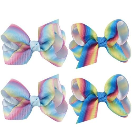 DHL Free Shipping 100pcs/lot Jojobow 3"Boutique Rainbow Grosgrain Hairbow Twisted Ribbon hairbow Boutique Hair Accessories