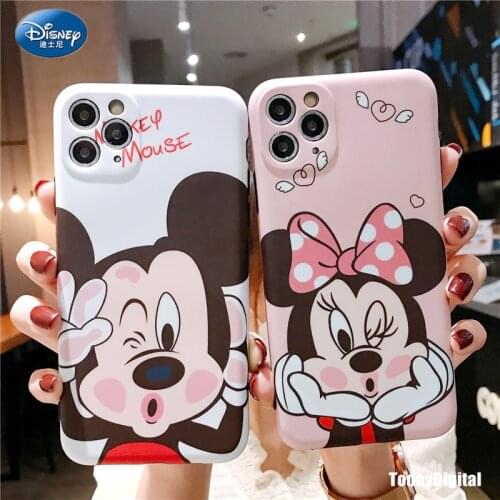 DISNEY Princess Case Mickey Minnie Case for iPhone 12 Anti-fingerprint Skin Feel IMD Cases Full Covers zz0512-5