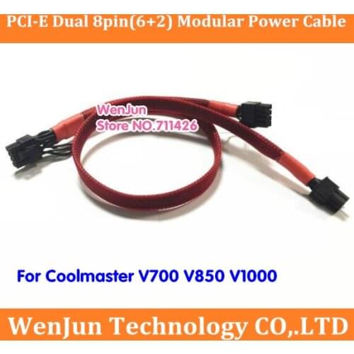 RED Sleeved PCI-E Dual 8Pin(6+2) Modular Power Supply Cable for Coolermaster V850 V700 V1000
