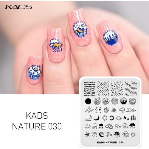 KADS Rectangle Nail Stamping Plate Sun Moon Stars Rainbow Meteorology Image Template Stencil for Nail Art Decoration New Arrival
