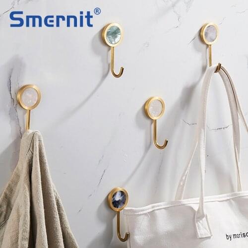 Brass Wall Hook Nail-free Door Hat Coat Hooks Wall Mounted Hanging Hook Bathroom Toilet Towel Hanger