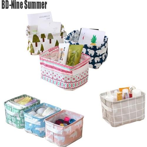 Linen Desktop Storage Box, Waterproof Toy Sundries Storage Basket , Foldable Underware Storage Organizer, Storage Bag Organizer