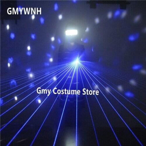 LS802 Blue light laser beams gloves ballroom dance costumes 1pcs laser head robot man stage show wears projector dj performance