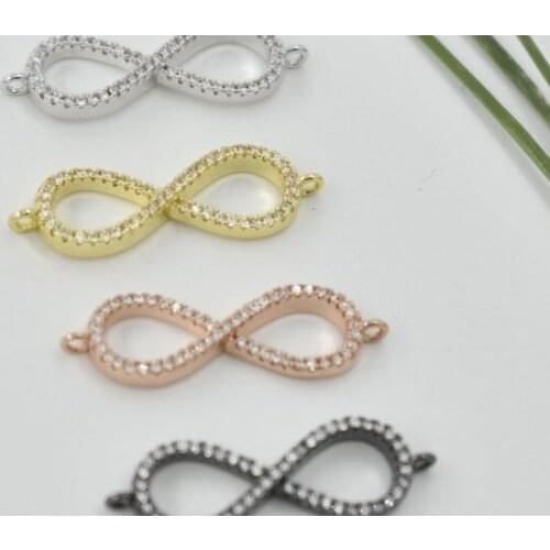 30*10mm infinity crystal micro pave cz zircon cubic zirconia beads copper Pendant making silver gold black plated findings 3fdf