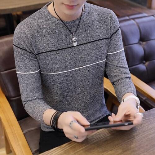2019 New Fashion Brand Sweater Mens Pullover Striped Slim Fit Jumpers Knitred Woolen Autumn Korean Style Casual Men Clothes