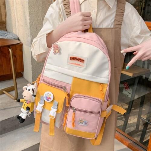 2021 New Cute Backpack Women Large Capacity Waterproof Nylon Female Schoolbag College Lady Laptop Backpacks Kawaii Girl BookBags