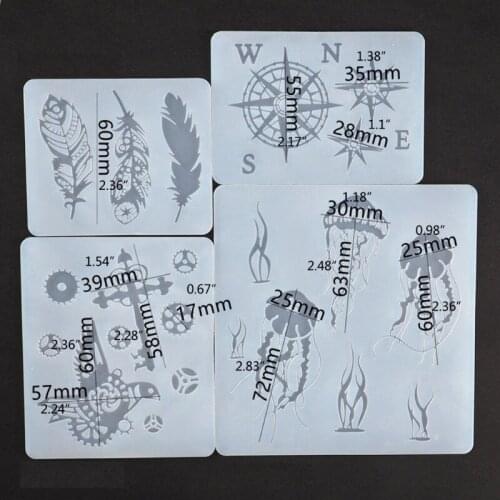 2021 New Gear Bird Feather Jellyfish Compass Silicone Resin Mold Thin Bookmark Art Crafts