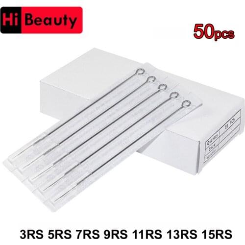 50PCS/Lot Disposable 3RS 5RS 7RS 9RS 11RS 13RS 15RS Sterilized Curved Round Tattoo Needles Tattoo Supply For Machine Gun Grip