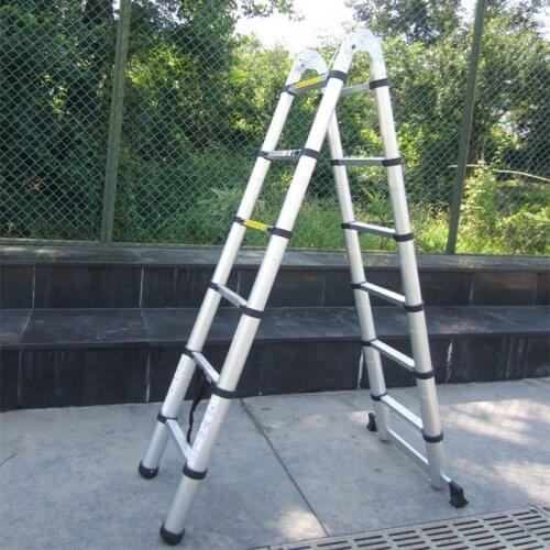2.5M+2.5M Portable Aluminum AlloyTelescopic Ladder With Joint Multipurpose Retractable Straight Ladder Adjustable Ladder