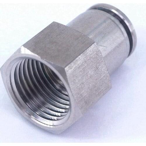 Pneumatic 304 Stainless Steel Straight Push in Connector Tube OD 12mm*1/2"BSP Female Quick Fitting Metal