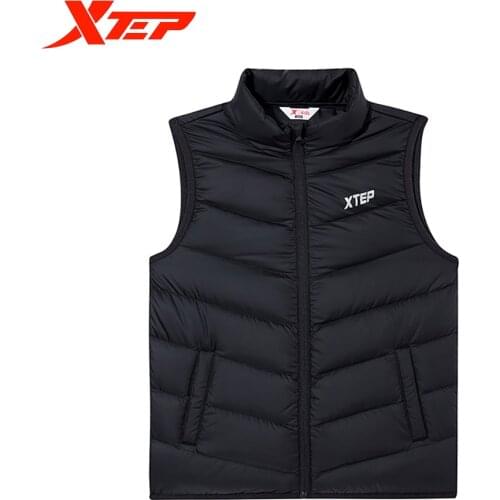 Xtep Girl Down Jacket Vest Winter Warm Cotton KidsXtep Stand Collar Sleeveless Zipper Coats Thicken Waterproof Pink 881424A49264