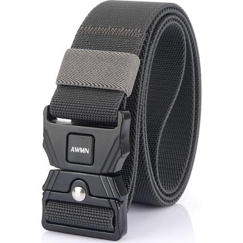 2021 Elastic Jeans Belt For Men Metal Pluggable Buckle Outdoor Tactical Belt Comfortable Wear-resistant Male Trousers Waistband