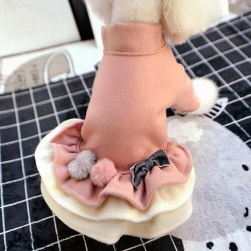 Fur Ball Girl Bows Winter Coat For Small Dogs Gray Pink XS XL Pet Cat Shop Wholesale Drop Ship Costume Supply Yorkshire Terrier