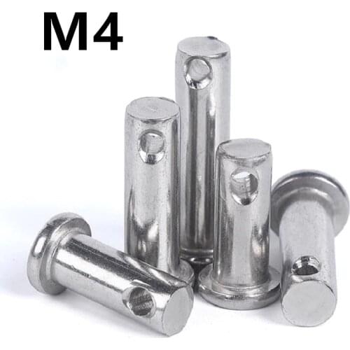 50pcs/lot M4x10/12/16/20/25/30/35/40mm GB882 Dowel Pin Flat Head Cylindrical Pin With Hole 304 Stainless Steel