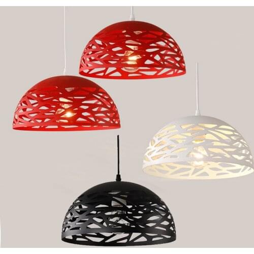 Scandinavian Dining Hall Modern Simple Halfsphere Led Pendent Light Study Bedroom Lamp Art Bar Small Hollow Out Hung Lampshade