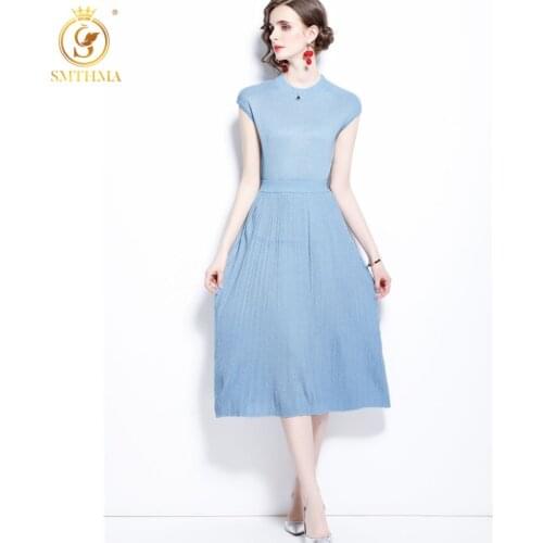 SMTHMA 2021 New Summer Suit Women Knitted Sleeveless Top +High Waist Skirts Fashion 2 Pcs Sets
