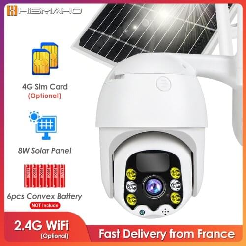 3G 4G IP Camera WiFi CCTV Camera Outdoor 1080P 8W Solar Panel Rechargeable Battery Powered PT Security Camera 10m PIR Motion P2P