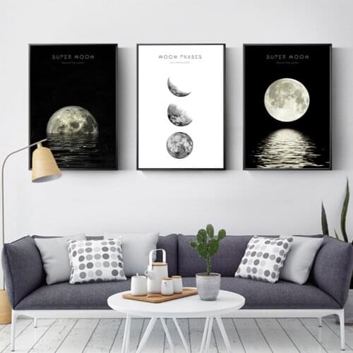 Modern Landscape Wall Canvas Painting Prints Moon Wall Decor Art for Living Room Nordic Wall Pictures Poster Printing No Frame