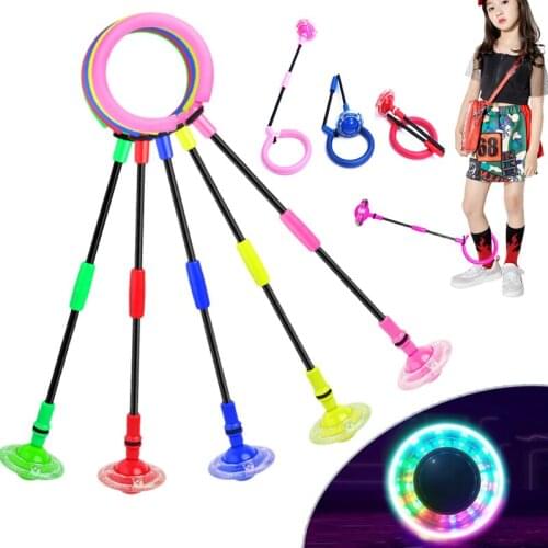 LED Toy Flashing Jumping Ring Colorful Ankle Skip Circle Foldable Swing Ball for Children MC889
