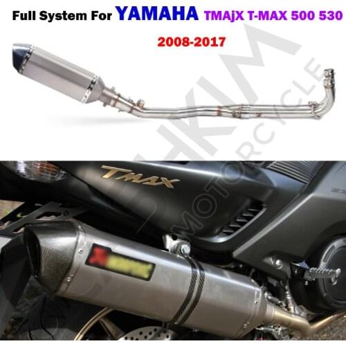 Tmax 530 TMAX 500 Motorcycle Exhaust Full System 304 Stainless Steel Slip On for Yamaha TMAX500 TMAX530 2008-2017