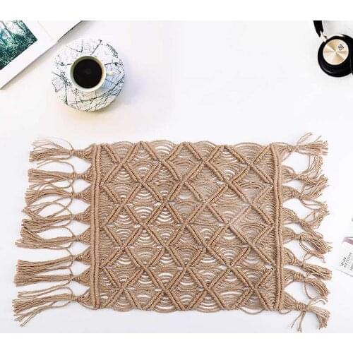Crochet Home Decor Bathtub Tassels Carpet 65x35cm Welcome Door Rug Hemp Rope Hand Bath Mat