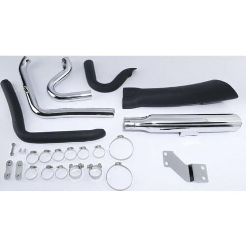 Motorcycle Exhaust Pipes + Heat Shields 2-1 For Harley Softail Breakout 2013-2017