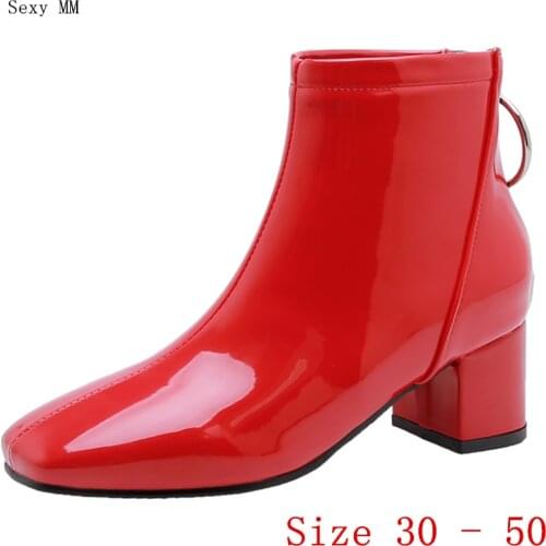 Spring Autumn Women Ankle Boots High Heel Shoes Woman Short Boots Small Plus Size 30 - 50
