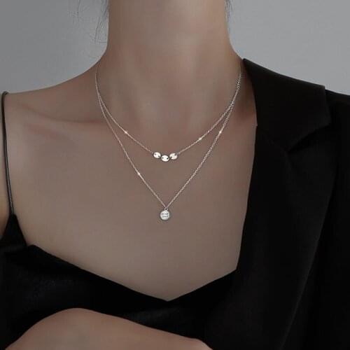 925 Sterling Silver Double-layer Round Bead Charm Necklaces & Pendants Choker Statement Necklace For Women Jewelry dz295