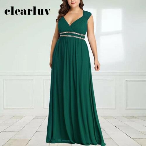 Plus Size Robe De Soiree DR1527 Backless A-Line Evening Dresses Sleeveless V-Neck Women Party Gown Long Green Elegant Vestidos