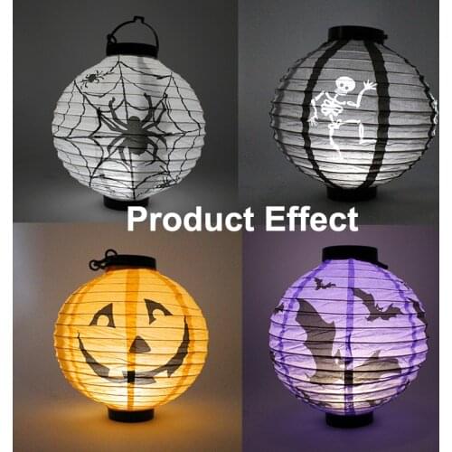 1Pcs Halloween Decoration LED Paper Pumpkin Hanging Lantern Lamp Bat Lantern Halloween Home Horror Lantern Supplies Garden