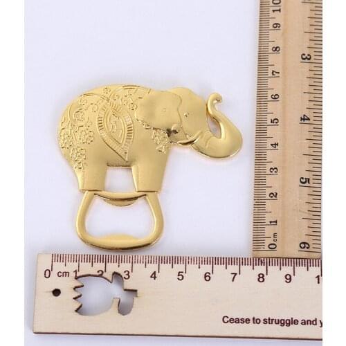 100pcs/lot Cartoon Gold Plated Lucky Elephant Bottle Opener Wedding Favors Party Reception Decoration Souvenirs Gifts lin2640