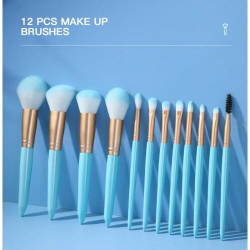 12 Pcs New Makeup Brush Set Concealer Eyebrow Powder Lip Blush Eye Shadow Beauty Makeup Tool Beginner Wooden Handle Portable