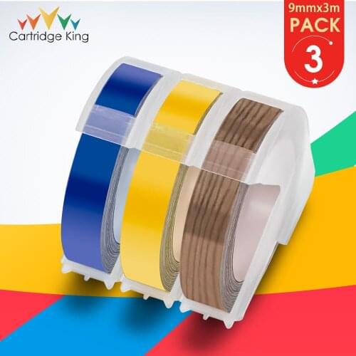 3 Colors 9mm*3m for Dymo 3D Plastic Dymo Embossing Tape for Embossing Label Maker PVC DYMO 1011 1610 1595 12965 MOTEX E101 E202