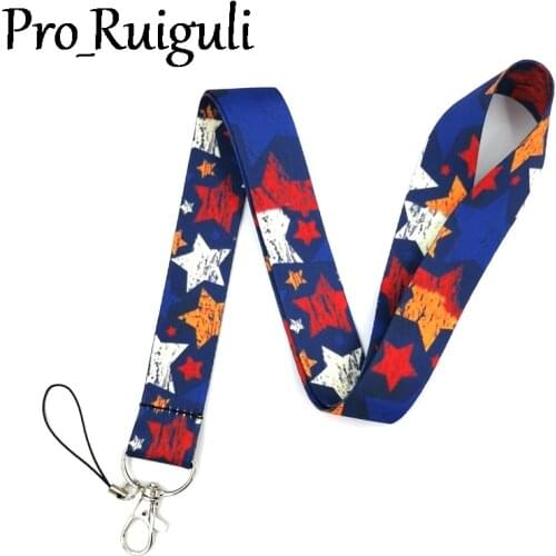 30pcs Vintage Colorful Stars Lanyard Keys Phone Holder Funny Neck Strap With Keyring ID Card DIY Animal webbings ribbons Hang