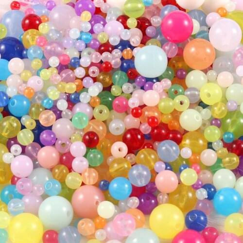 4mm-12mm Candy Color Acrylic Beads Round Ball Spacer Beads For Jewelry Making Handmade DIY Jewelry Accessories For Handicrafts
