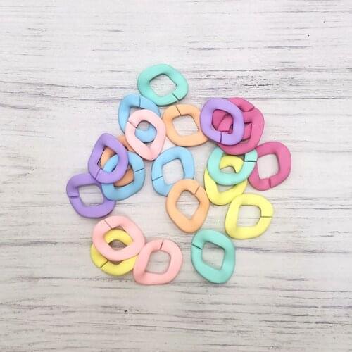 40pcs/lot Rubber Colors Acrylic buckle beads 28*24mm Colorful DIY Handbag Strap Opening Loops Accessories Acrylic Chains N216