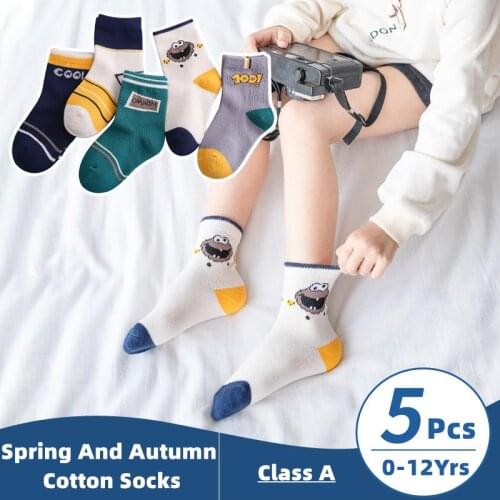 5 Pairs Baby Boys Socks Autumn winter Cartoon Cotton Socks Baby Kids Socks Middle tube Children Kids Warm Socks 1-12Y