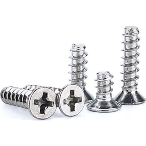 50Pcs M1 Stainless Steel Countersunk head Flat tail Self-tapping small Screw nail bolt Length 3mm-6mm