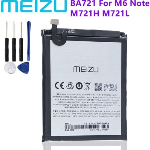 Meizu 100% Original 4000mAh BA721 Battery For Meizu Meilan Note 6 M6 Phone Latest Production Battery+Tracking Number