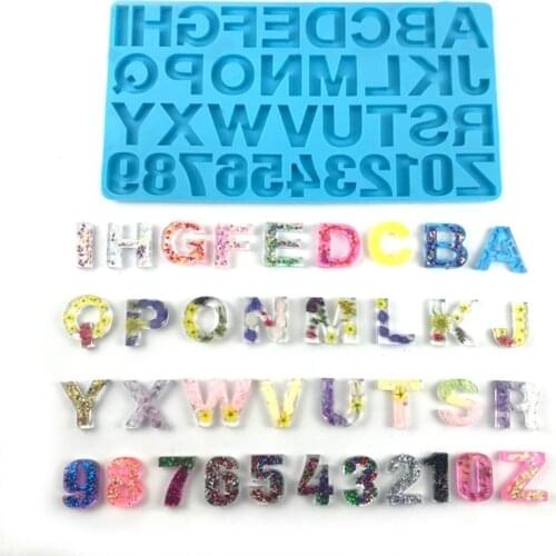 Alphabet Keychain Epoxy Resin Mold English Letters Number Pendants Casting Silicone Mould DIY Craft Jewelry Casting Tool