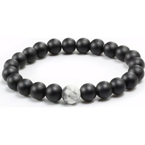 Couple Distance Bracelets Black White Yin Yang Beads Bangles Natural Matte Stone Men Women Bracelet Homme Yoga Strand Jewelry