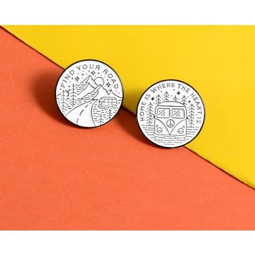 FIND YOUE ROAD Retro Bus Pin Brooch Badge Cute Cartoon Lapel Pin Accessories denim clothes bag hat jewelry fo gift friend