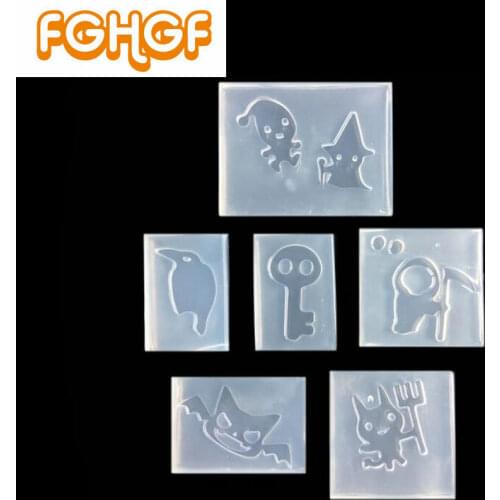 Kawaii Ghost Mold Resin Cabochon Making Spooky Crow Bat Silicone Flexible Mold Halloween Decoden Jewelry DIY